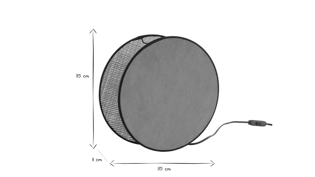 Tischleuchte aus zwei Materialien gelber Samt und Bast D 35 cm VERSO