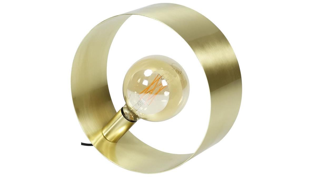 Tischleuchte H 30 cm gebürstetes Goldmetall ORIA