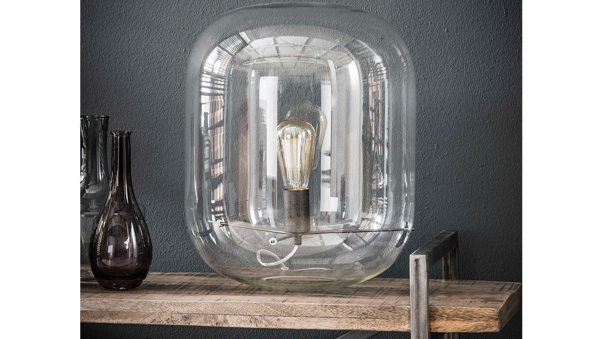 Tischleuchte mit Glaskuppel D35 cm ANCY
