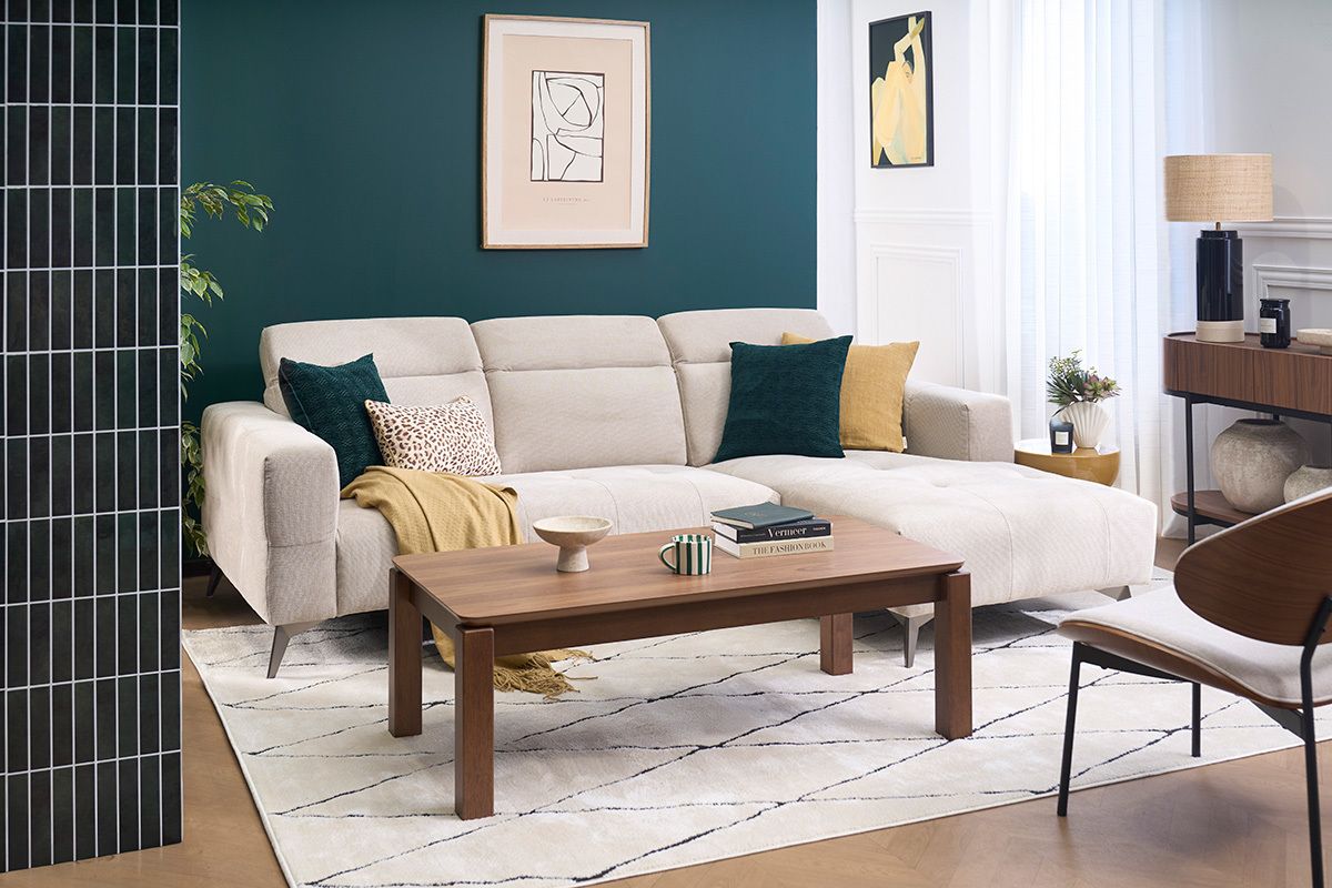 Tischplatte rechteckig aus dunkel gebeiztem Holz Nussbaum L120 cm RAYA