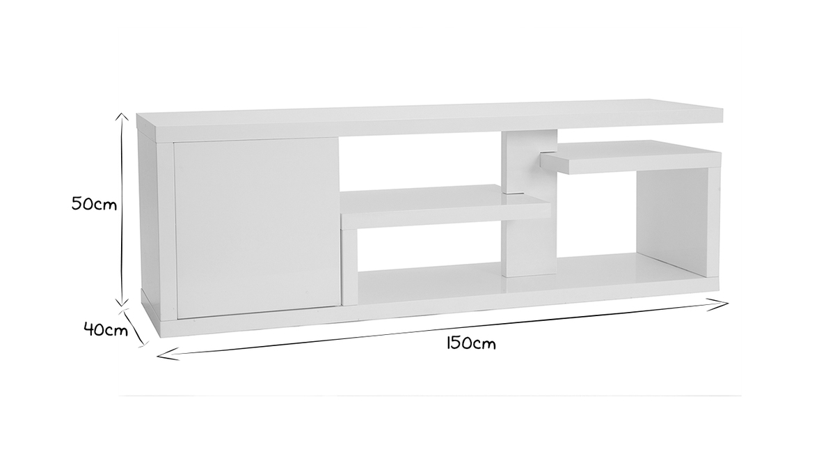 TV-Designmbel, in weiem Hochglanzlack, B 150 cm HALTON