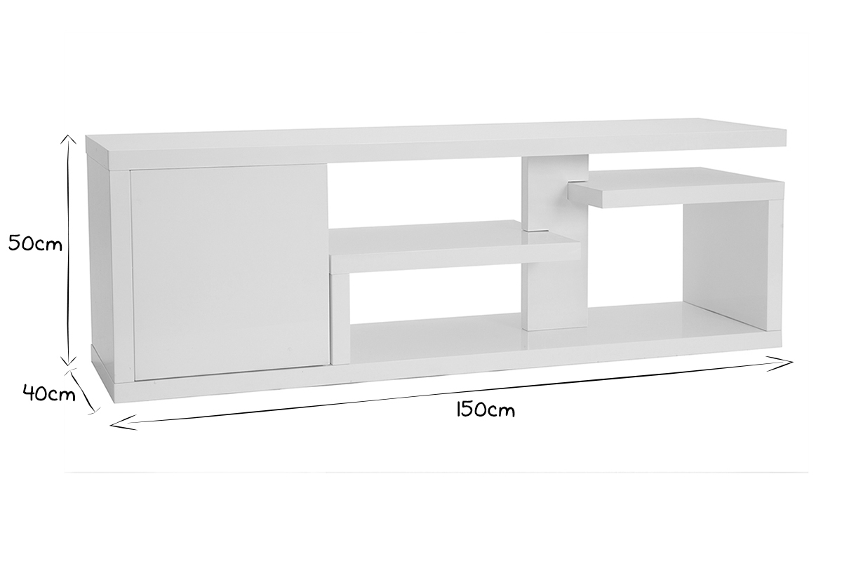 TV-Designmbel, in weiem Hochglanzlack, B 150 cm HALTON
