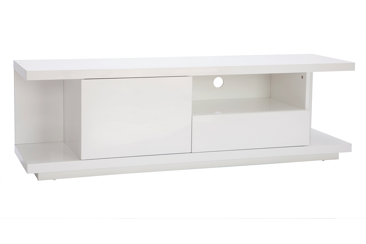 TV-Designmbel, in weiem Hochglanzlack, Breite 150 cm KARY