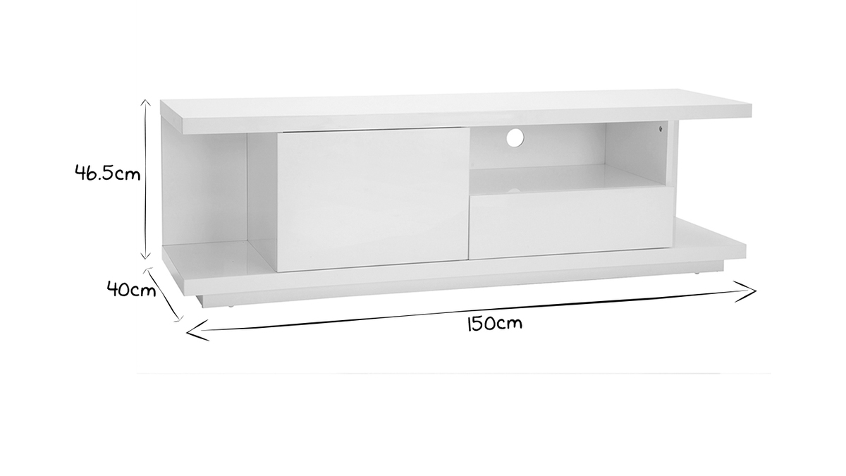 TV-Designmbel, in weiem Hochglanzlack, Breite 150 cm KARY