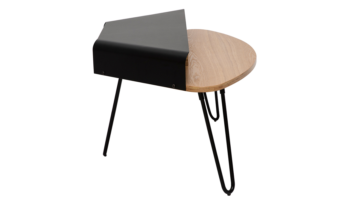 TV-Eckschrank aus schwarzem Metall und Esche QUARTER