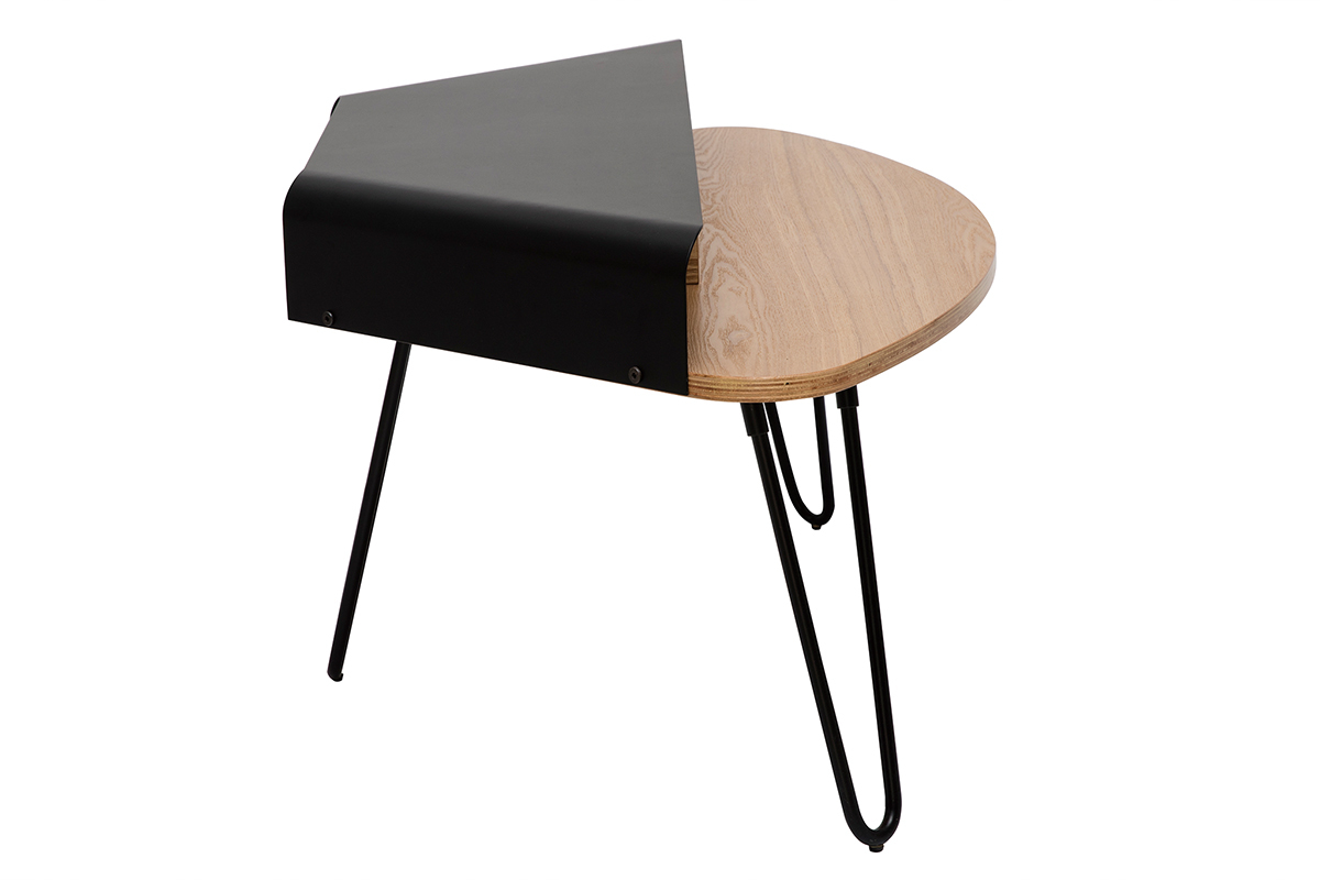 TV-Eckschrank aus schwarzem Metall und Esche QUARTER