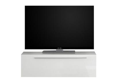 TV-Hängeelement in Lack-Hochglanz-weiß mit Stange L95 cm ETERNEL - TV-Hängeelement in Lack-Hochglanz-weiß mit Stange L95 cm ETERNEL