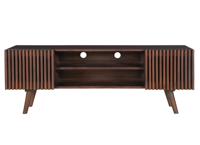 TV-Möbel aus dunklem, massivem Mangoholz mit Schiebetüren B140 cm ALBA