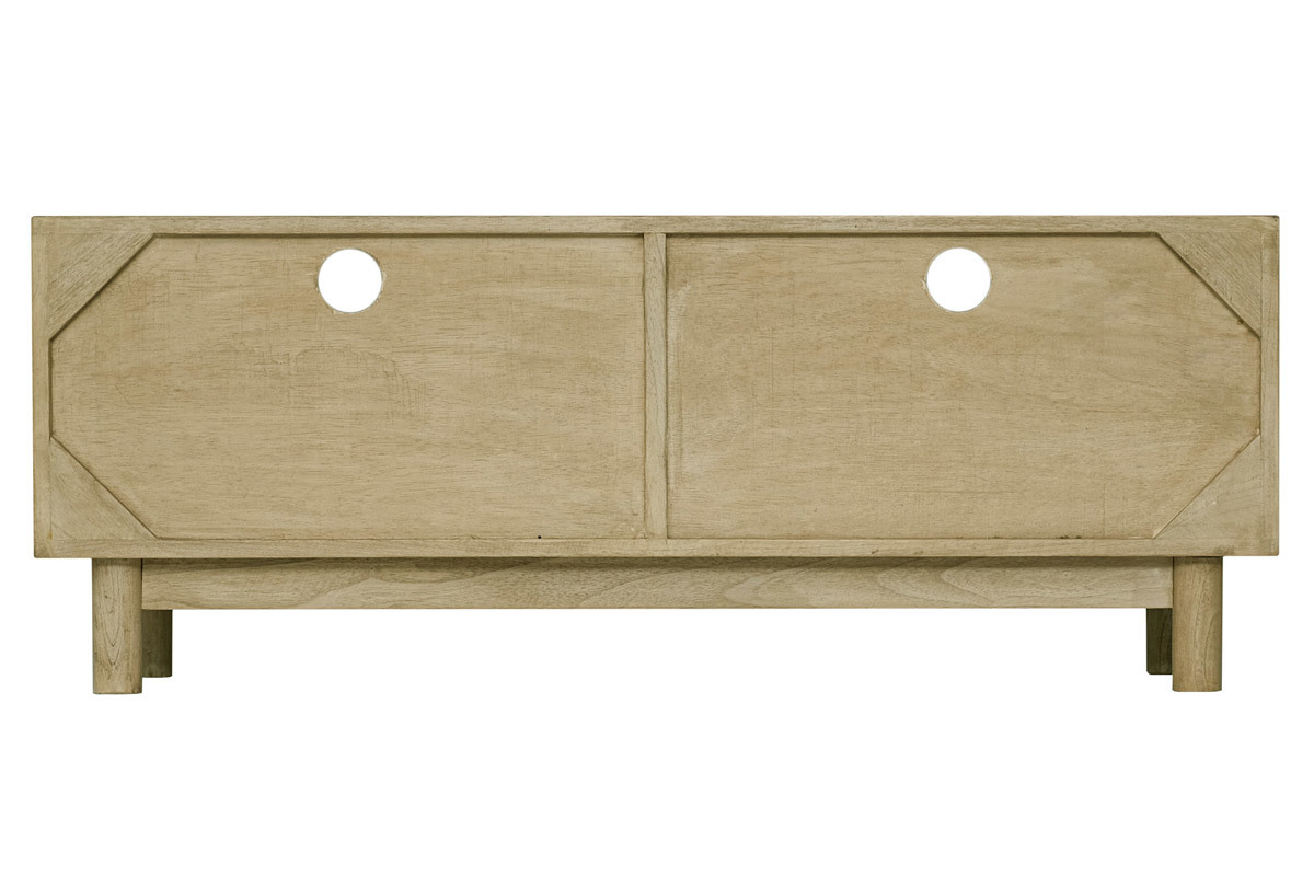 TV-Mbel aus hellem Holz und Rattangeflecht L120 cm GALINA