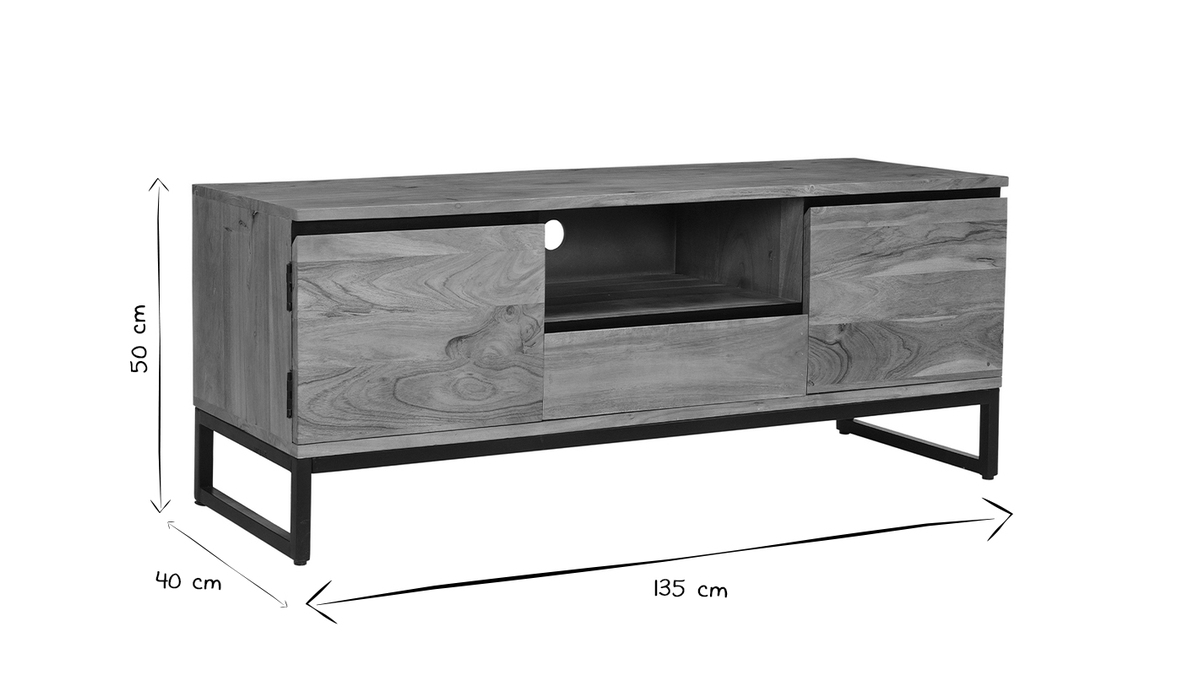 TV-Möbel aus massivem Akazienholz L135 cm HOORN