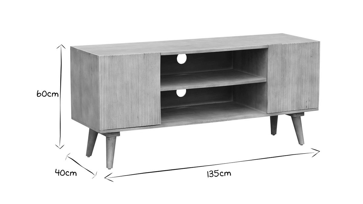 TV-Möbel aus massivem Mangoholz mit Gravur L135 RUBIA