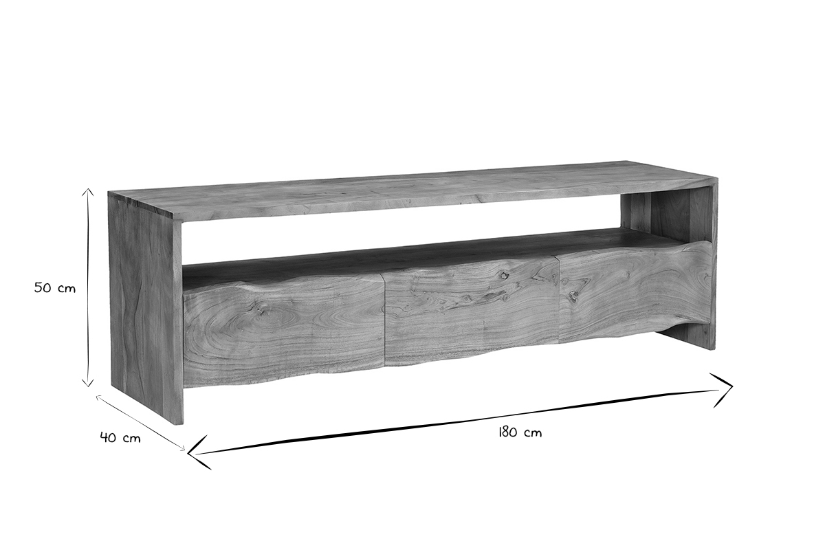 TV-Mbel aus Massivholz 3 Schubladen B180 cm BOHEMIAN