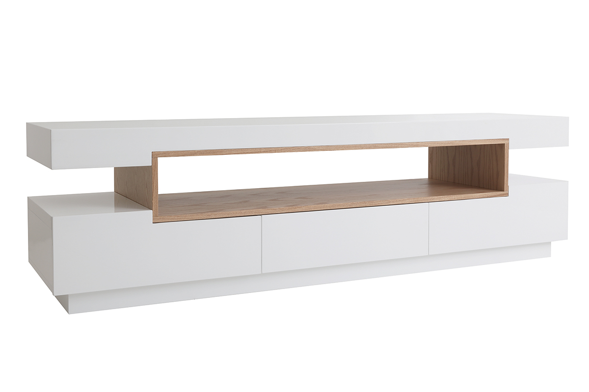 TV-Mbel Design wei und Holz L200 cm LIVO