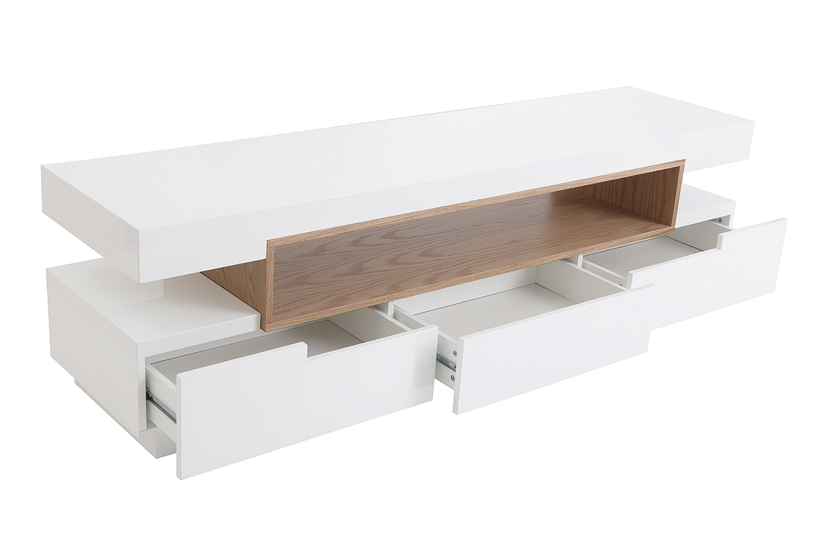 TV-Mbel Design wei und Holz L200 cm LIVO