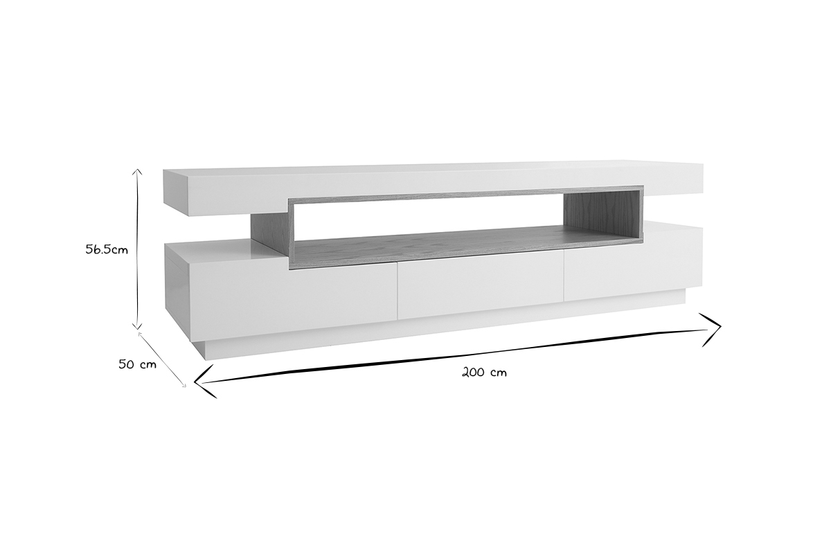 TV-Mbel Design wei und Holz L200 cm LIVO