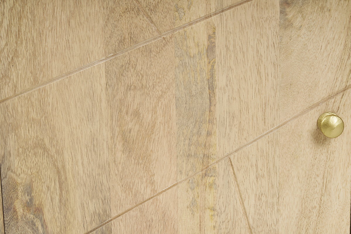 TV-Mbel graviert aus Mangoholz und Metall LINIUM