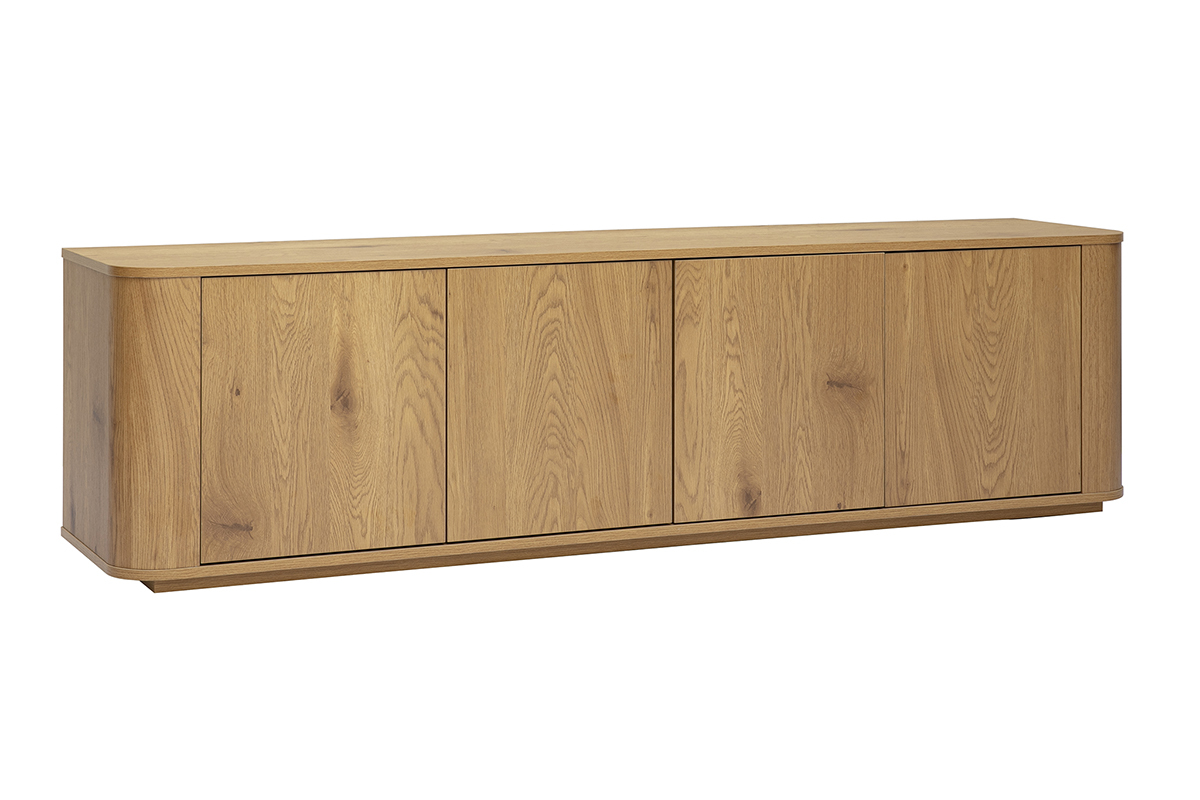 TV-M�bel NEGAN aus hellem Holz Eiche, 4 T�ren, 3/4-Ansicht, L�nge 180 cm.