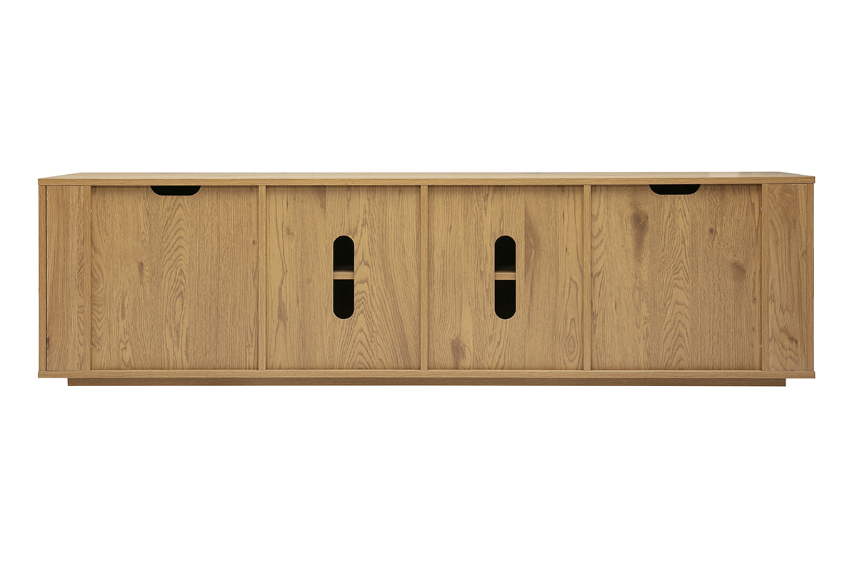 TV-M�bel aus hellem Holz Eiche mit 4 T�ren, R�ckansicht