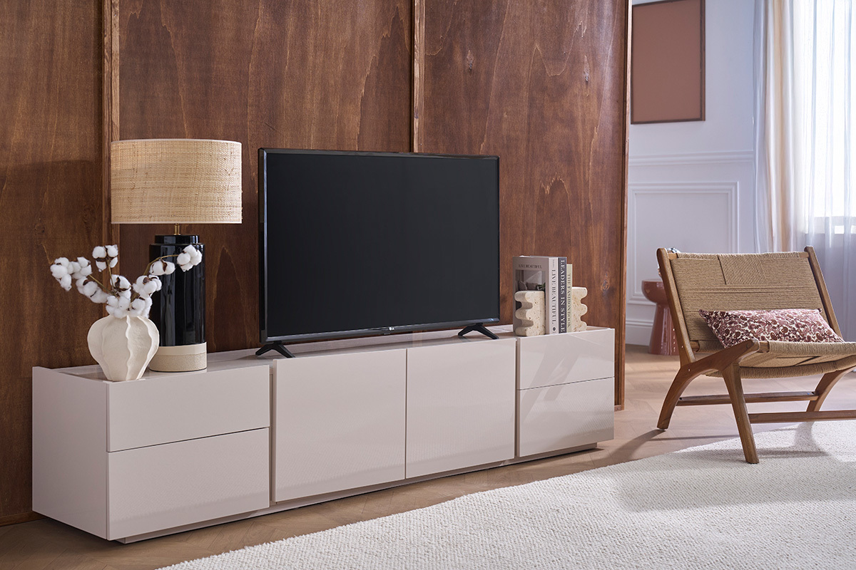 TV-M�bel in gl�nzendem Beige mit Stauraum L199.8 cm ISAURE