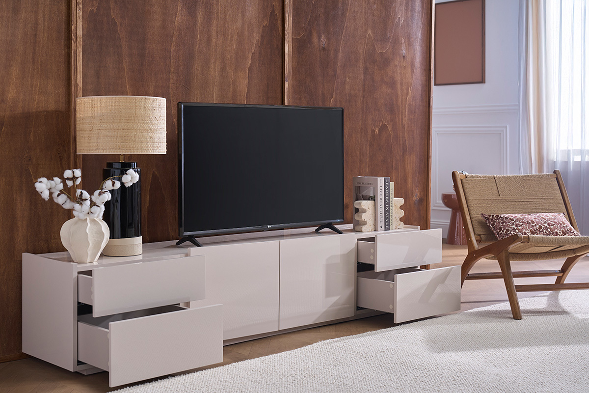 TV-M�bel in gl�nzendem Beige mit Stauraum L199.8 cm ISAURE