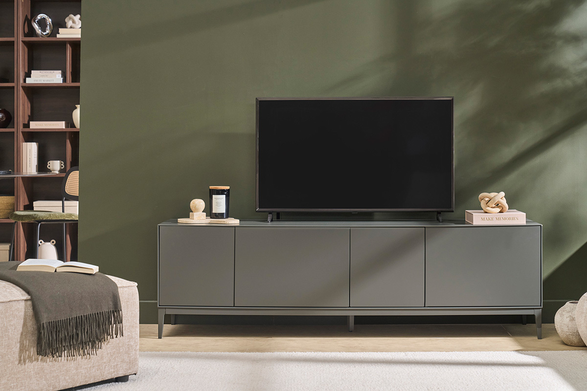 TV-M�bel in Grau mit Aufbewahrung L180 cm GRAY