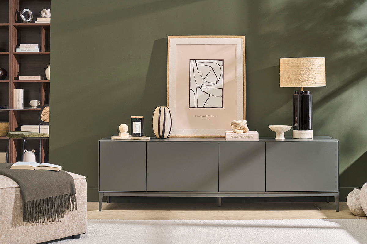TV-M�bel in Grau mit Aufbewahrung L180 cm GRAY