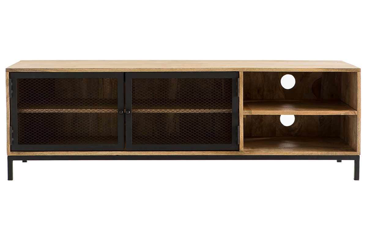 TV-Mbel industrieller Stil Mangoholz und Metall perforiert RACK