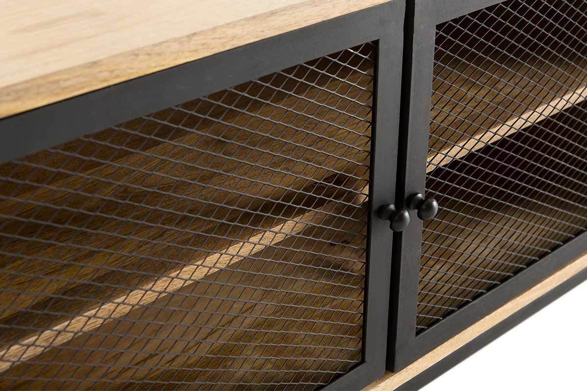 TV-Mbel industrieller Stil Mangoholz und Metall perforiert RACK
