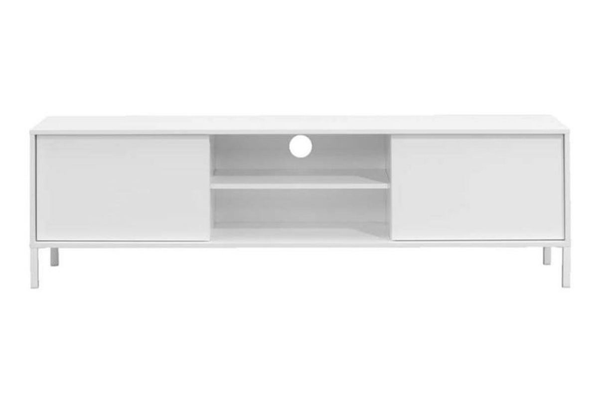 TV-Mbel mit Ablagefchern Hochglanzlackiert wei mit Metallfen L184 cm MIKY