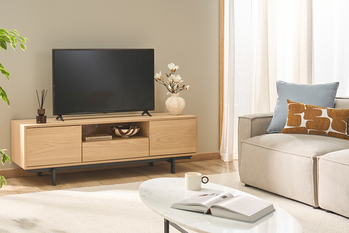 TV-M�bel mit Eichenholz-Finish und offener Nische L160 cm MANNY