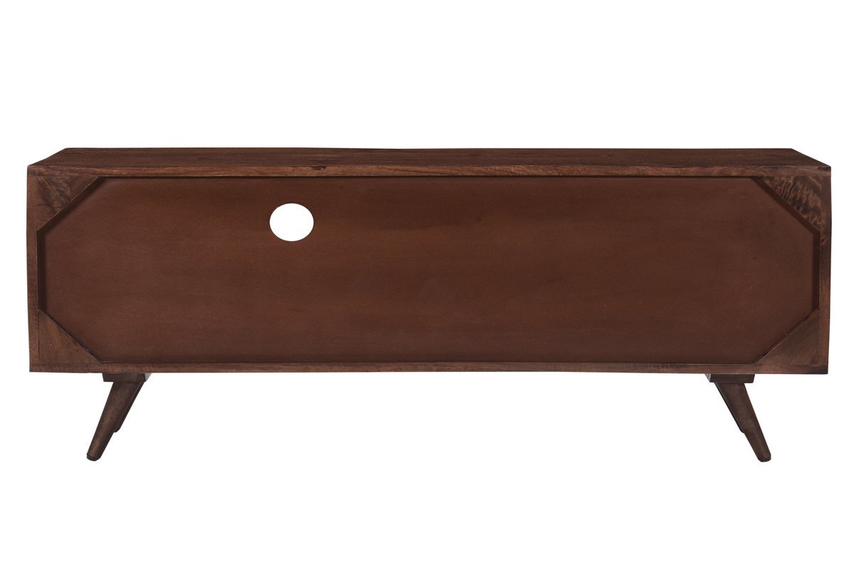 TV-Mbel mit gravierter Tr und Schublade aus massivem Mangoholz L120 cm REKHA