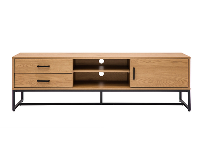 TV-Möbel mit hellem Holzdekor in Eiche und schwarzem Metall B160 cm LOVATO