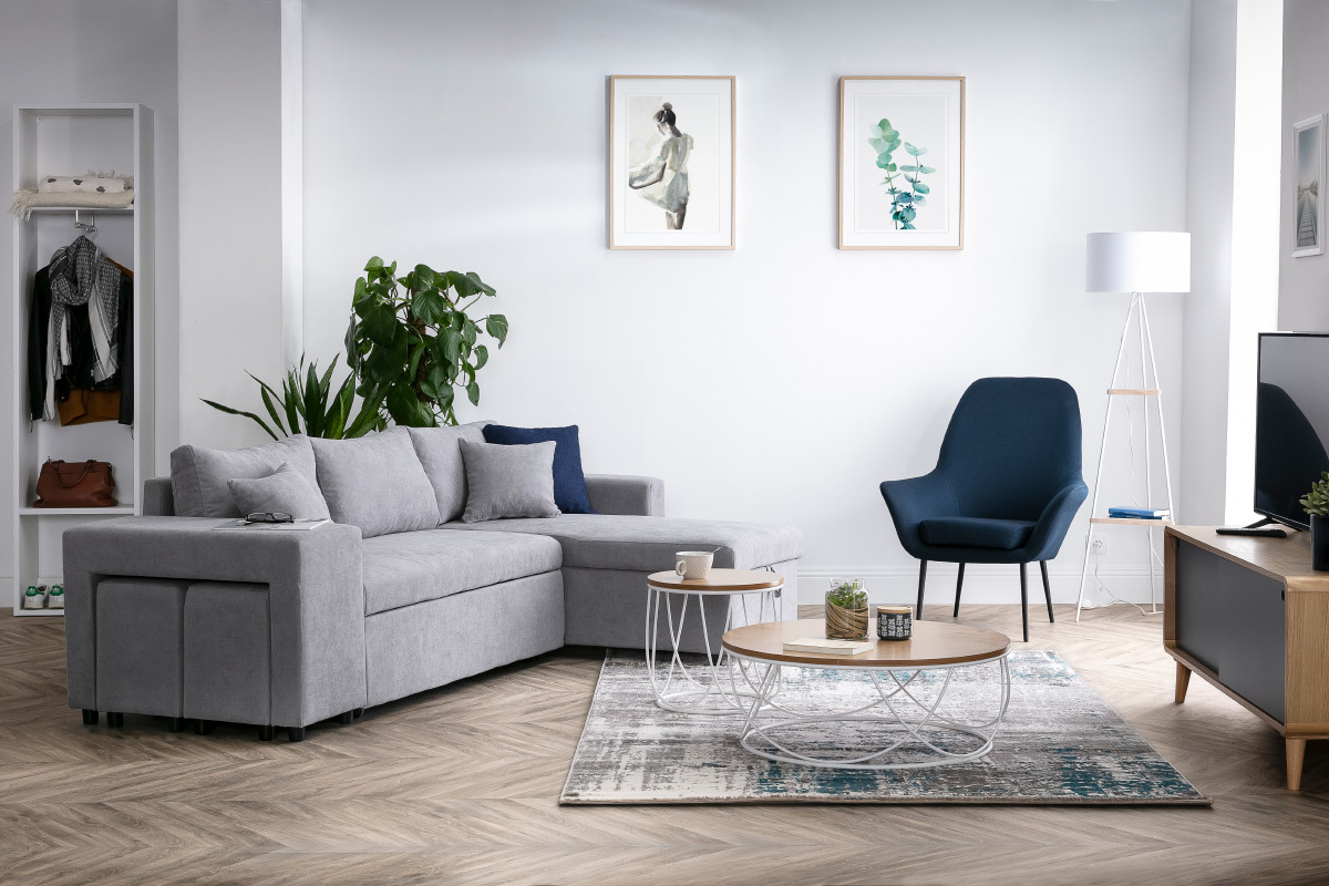TV-Mbel skandinavisch helle Eiche und Grau COPENHAGUE