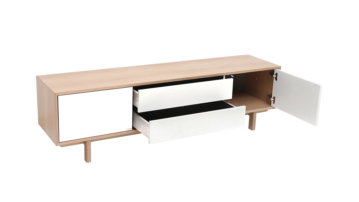 TV-Möbel skandinavisch Holz und Weiß 180 cm SID
