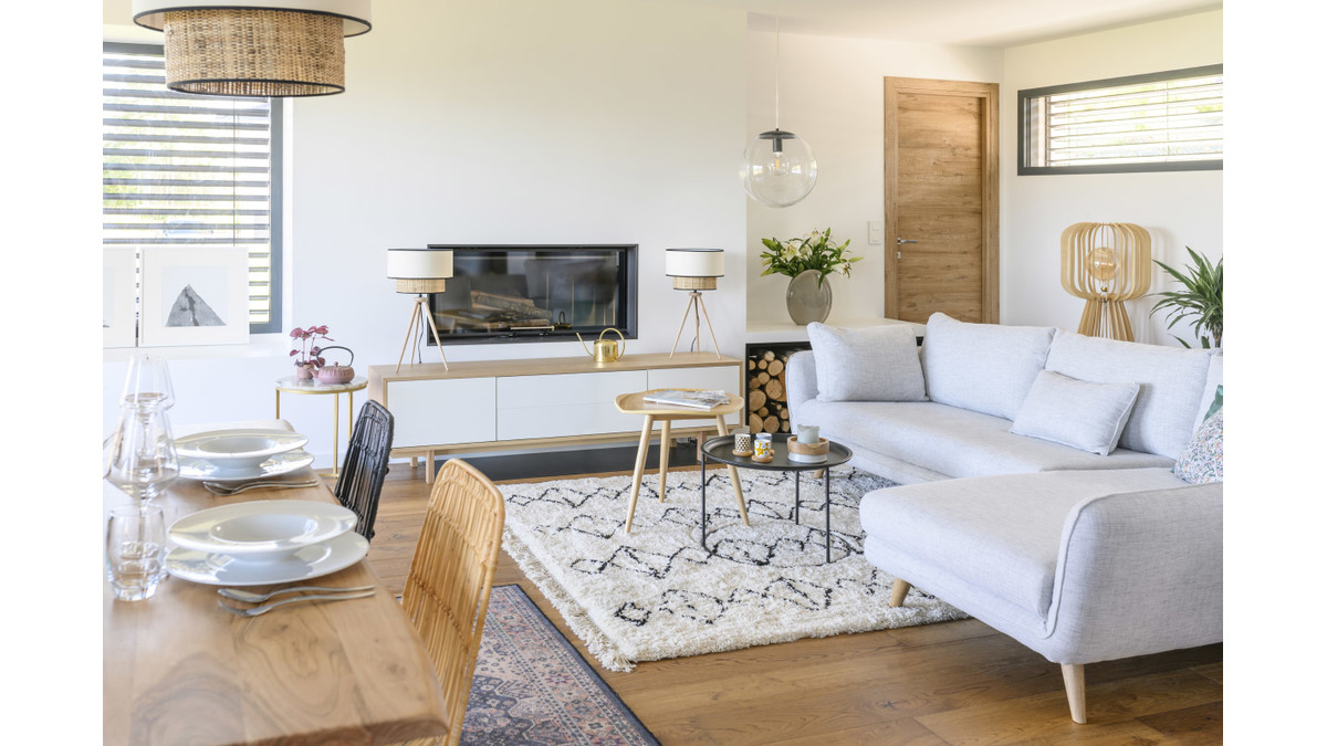 TV-Möbel skandinavisch Holz und Weiß 180 cm SID