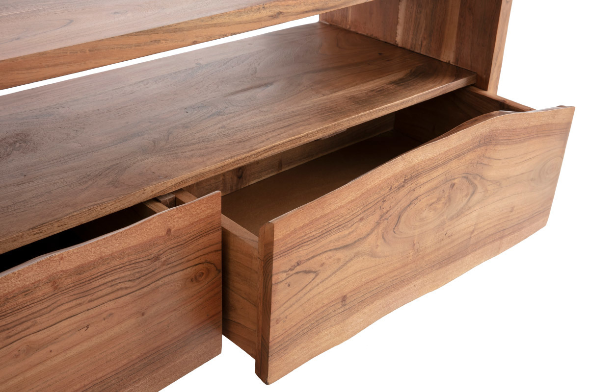 TV-Schrank aus massivem Akazienholz und Schubladen B 130 cm BOHEMIAN