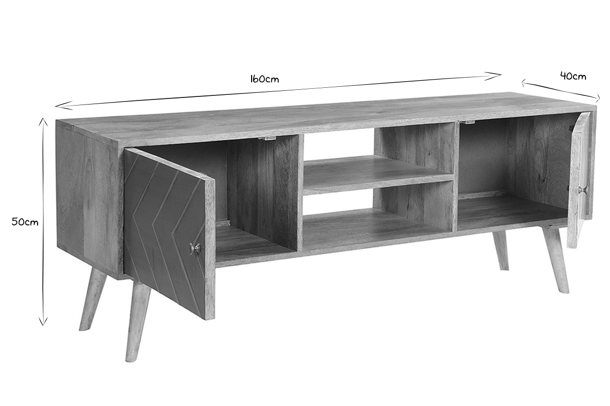 TV-Schrank aus massivem Mangoholz B 160 cm NIKITA