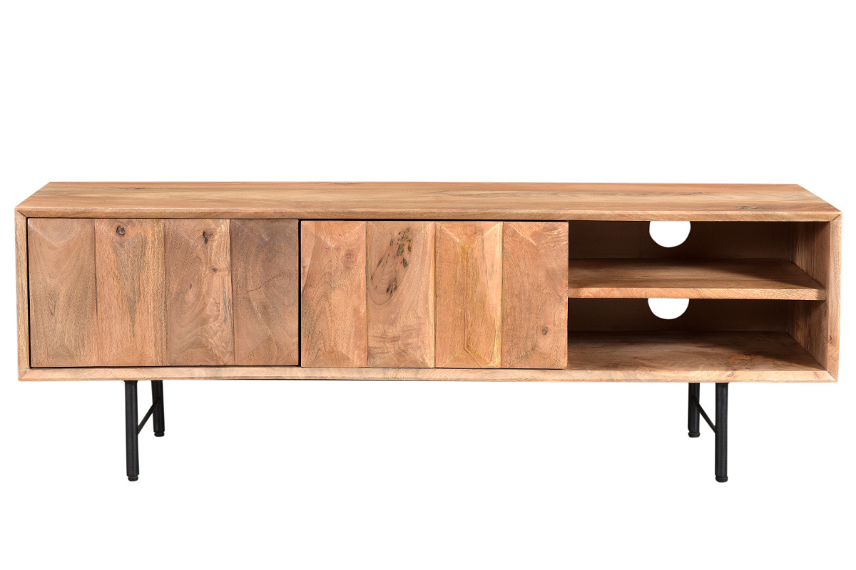 TV-Schrank aus massivem Mangoholz mit erhhten Tren L120 cm AGRA