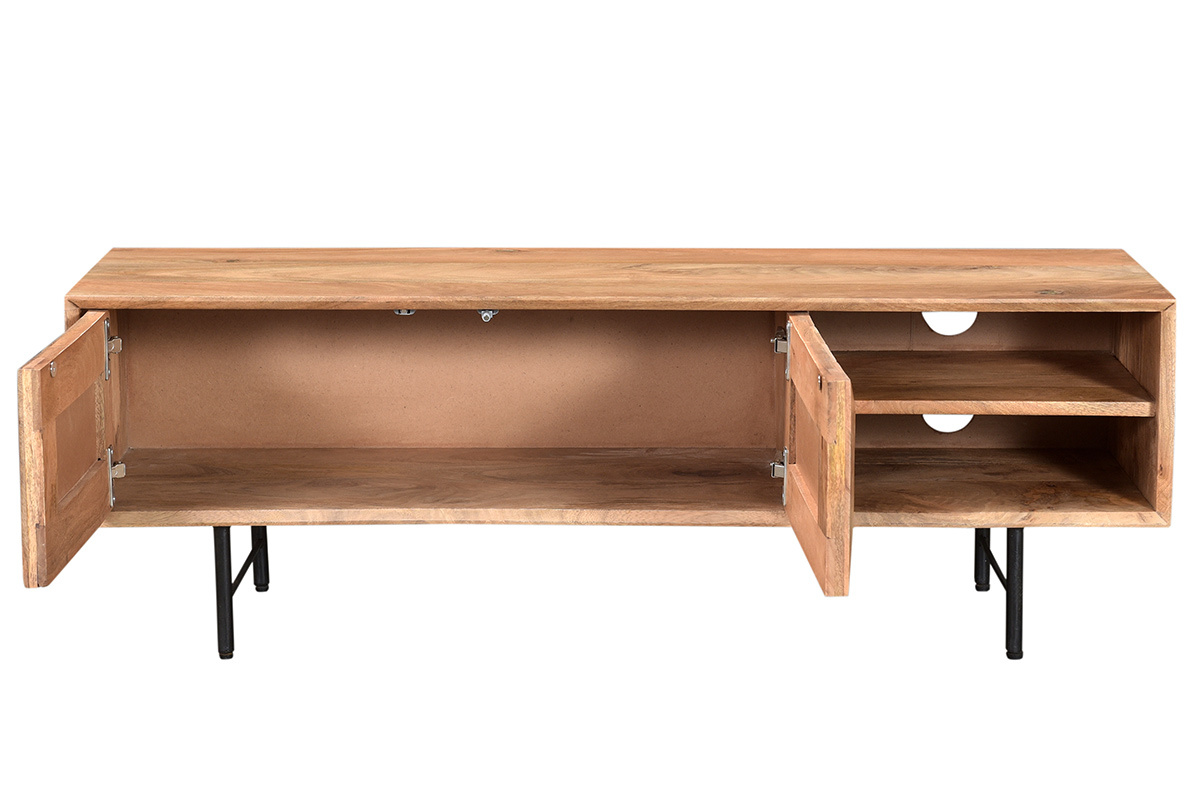 TV-Schrank aus massivem Mangoholz mit erhhten Tren L120 cm AGRA