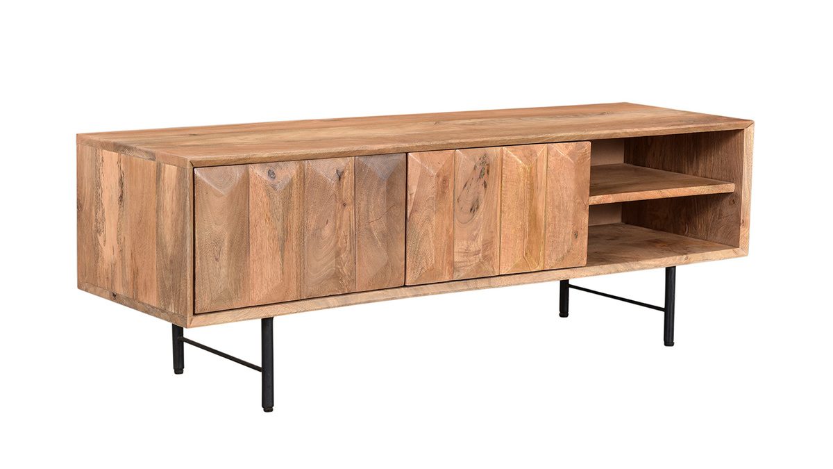 TV-Schrank aus massivem Mangoholz mit erhhten Tren L120 cm AGRA