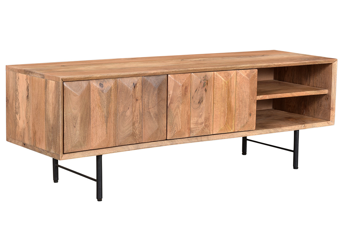 TV-Schrank aus massivem Mangoholz mit erhhten Tren L120 cm AGRA