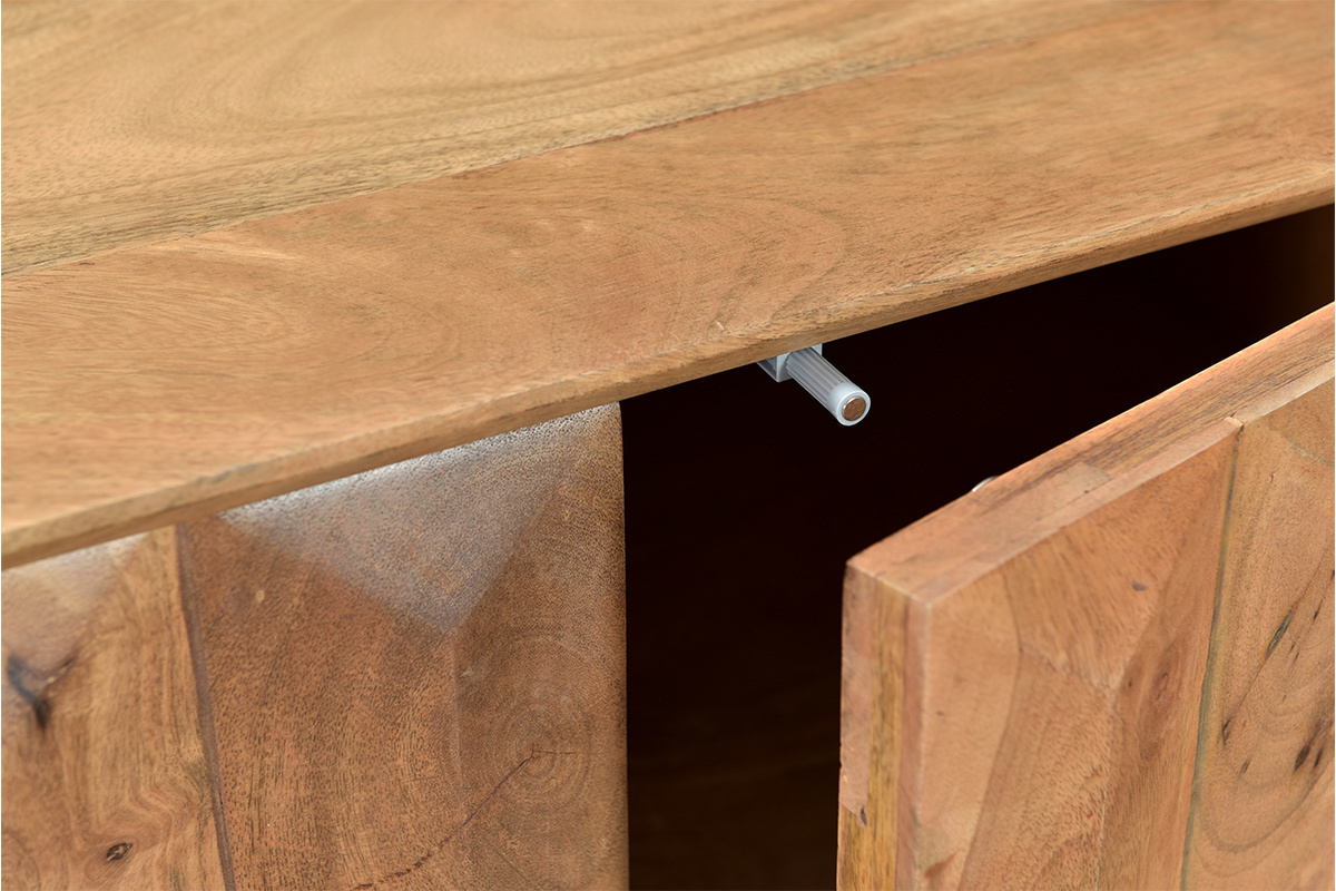 TV-Schrank aus massivem Mangoholz mit erhhten Tren L120 cm AGRA