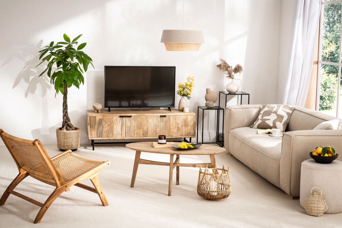 TV-Schrank Mangoholz und Metall B 145 cm JUNO