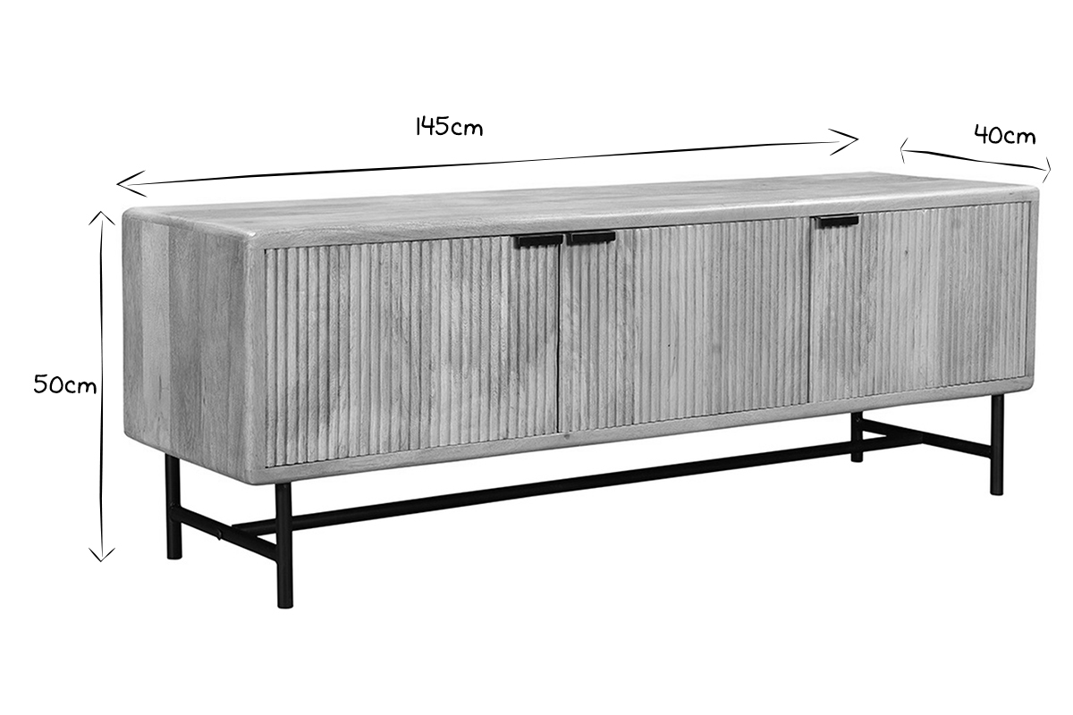 TV-Schrank Mangoholz und Metall B 145 cm JUNO