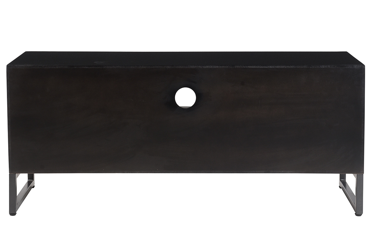 TV-Schrank mit Ablagemglichkeiten aus Akazie und Metall B 130 cm BARNEY