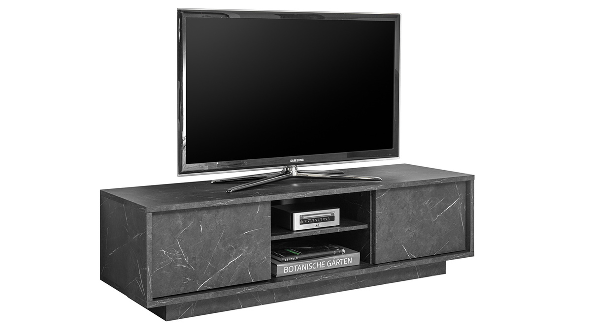 TV-Schrank mit schwarzem Marmor-Effekt 138cm CARRA