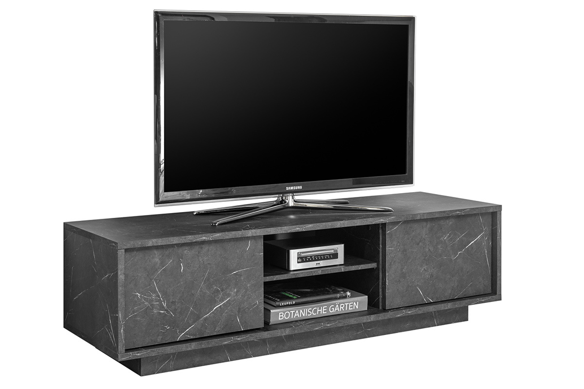 TV-Schrank mit schwarzem Marmor-Effekt 138cm CARRA
