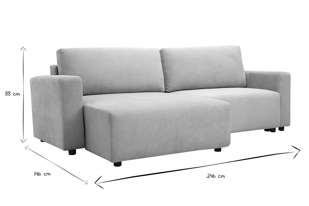 Abmessungen des Ecksofas NESTO in Schwarz und Wei�: B246 x T146 x H88 cm