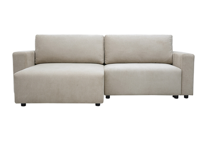 Umwandelbares, reversibles Ecksofa mit Stauraum, 3-4-Sitzer aus beigem Chenille-Stoff NESTO