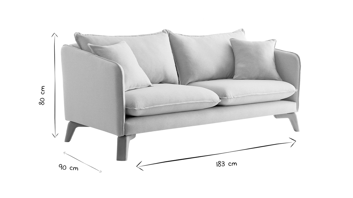 Umweltfreundliches 3-Sitzer-Sofa aus naturfarbenem Stoff FOREST